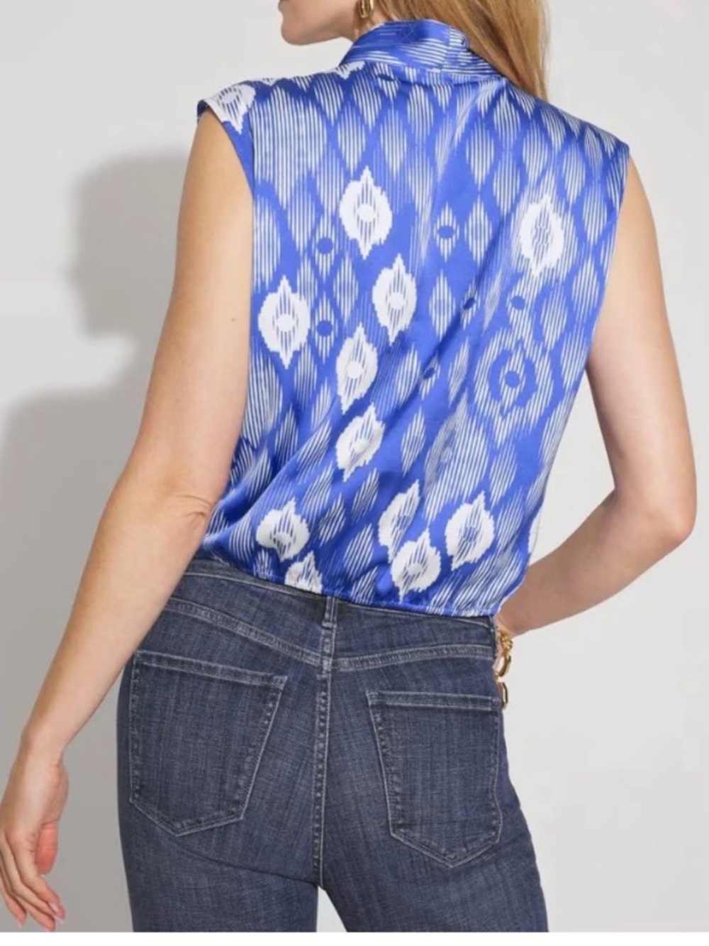 Satin Surplice Tie-Neck Shell - Picture 3 of 7